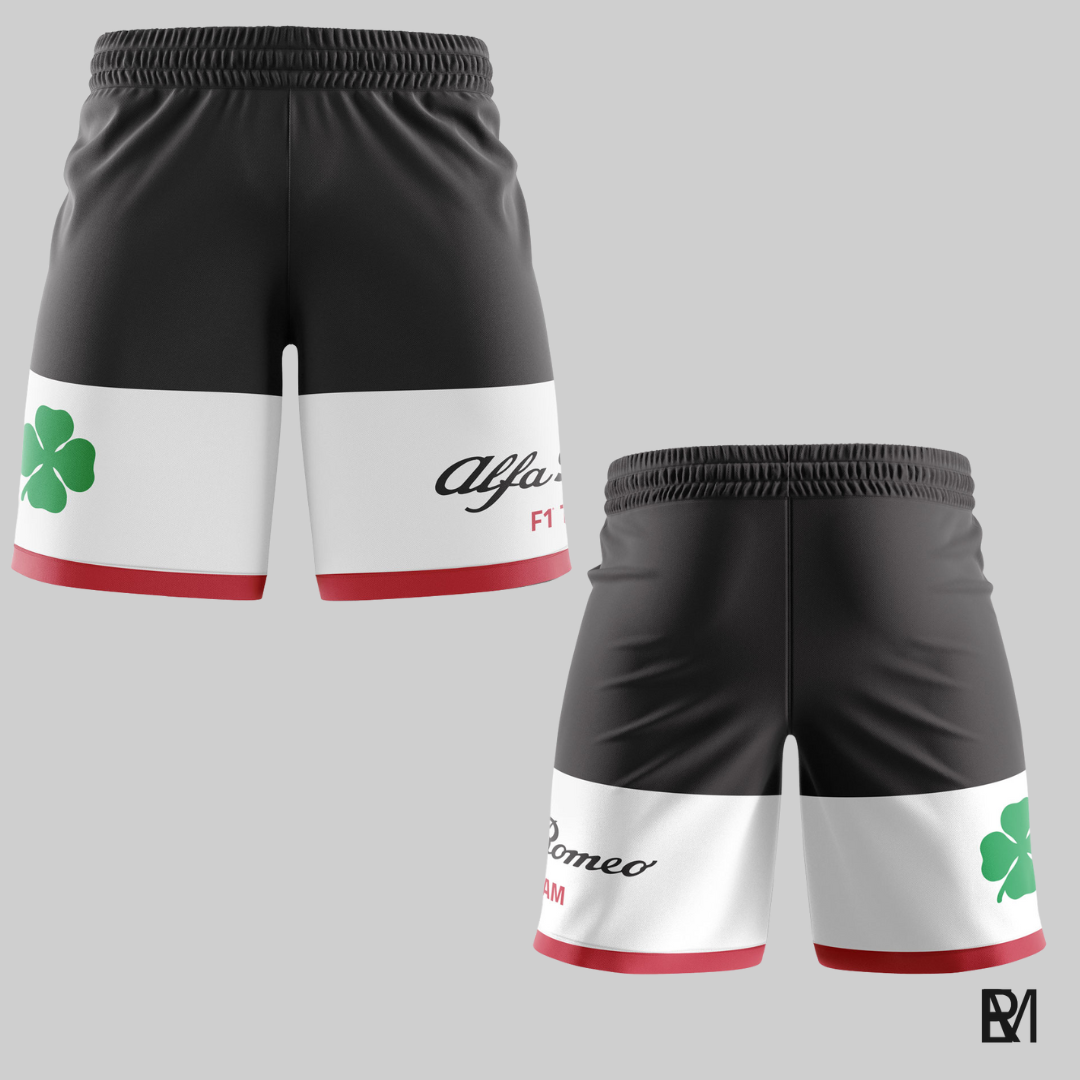 Fórmula 1 - Short - Alfa Romeo - preto e branco